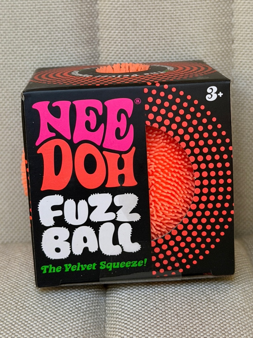 Needoh Fuzz Ball Velvet Squeeze - Orange